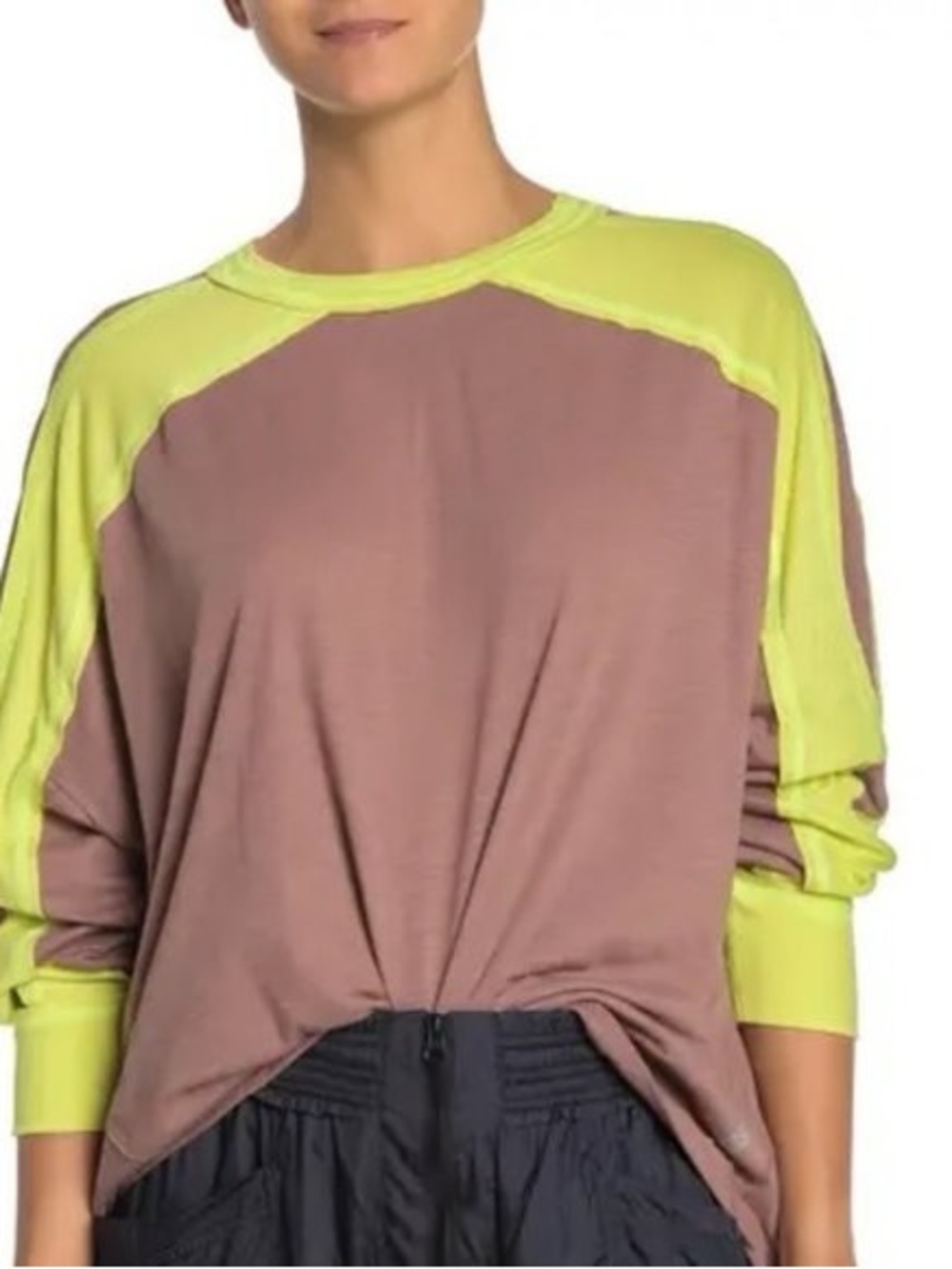 Free People - Movement All About It Long Sleeve Brown Oversized Blouse SZ Large